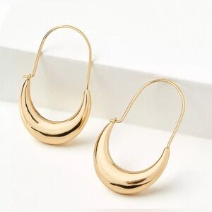 LOFT Crescent Hoop Goldtone Earrings NWT